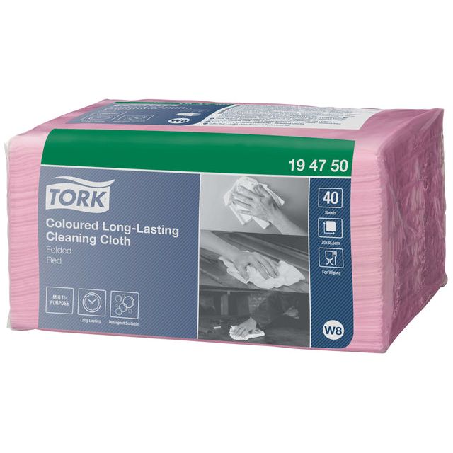 Tork - Nettoyage de tissu long -last W8 Red 194750 | Prendre 40 pièces