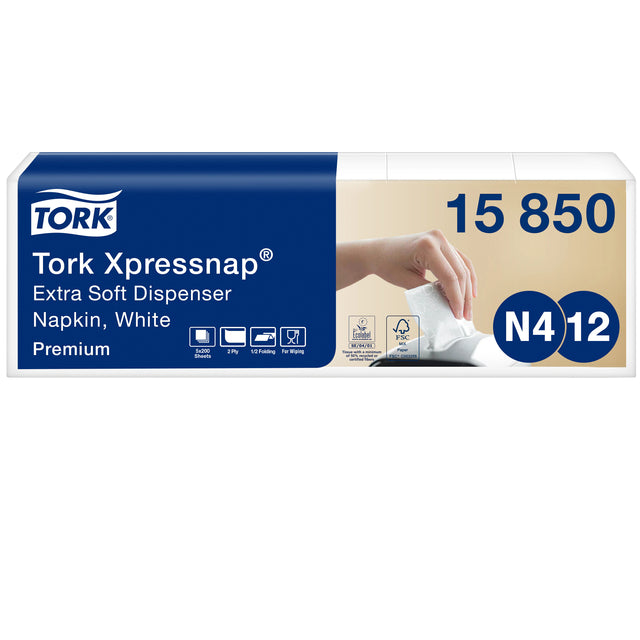 Tork - Napkin N4 Xpressnap 1/2 fold 2-layer 213x165mm 1000 sheets..