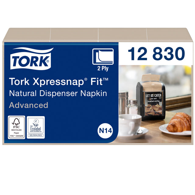 Tork - Servet xpressnap Fit 21,3 × 16,5 Naturel 12830 | Emballez une feuille de 720