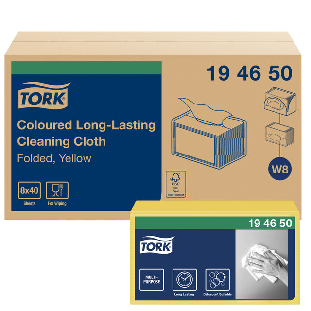 Tork - Nettoyage de tissu long -last W8 Jaune 194650 | Prendre 40 pièces