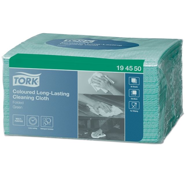 Tork - Chiffon de nettoyage W8 1 couche 8x40 feuille vert 194550 | 480 pièces