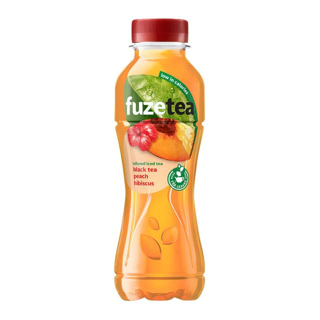 Fuze Tee - Erfrischungsgetränk Fuzetea Peach Hibiscus Petbles 400 ml | Schrumpfung einer 12 Flasche x 400 Milliliter | 12 Stücke