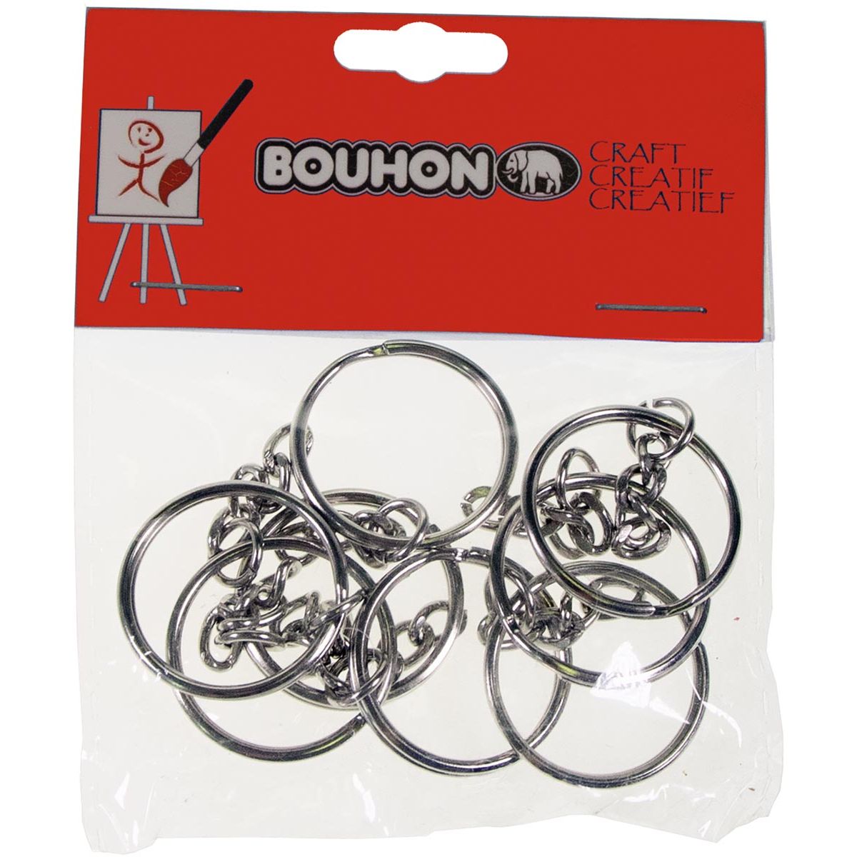Bouhon -   sleutelring, 25 mm, blister van 8 stuks