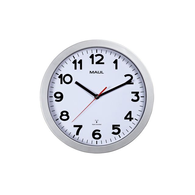Maul - Wall clock Step RC Ø30x5cm silver plastic frame incl. battery ...