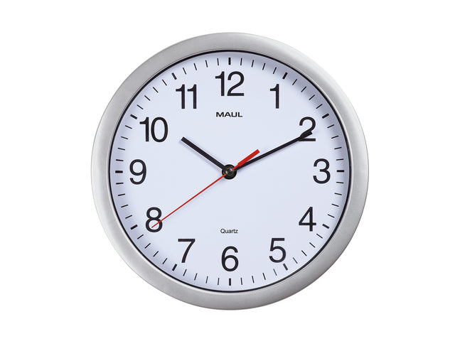 Maul - Wall Clock Run RC Quartz Ø25x5cm Plastik Silber/Weiß inkl.