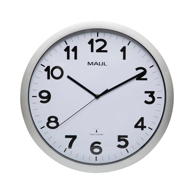 Maul - Mur Clock Maul Step RC Ø40x5cm Plastique Silver / White | 1 pièce