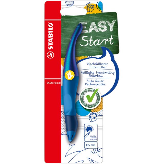 STABILO - Stylo roller Easyoriginal gaucher holographique M bleu blister