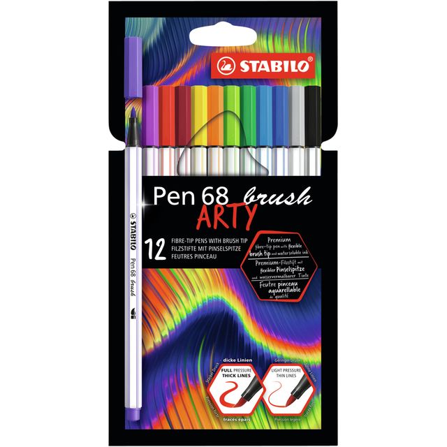 STABILO - Brushstick Pen 568/12 Arty astuccio assortito da 12 pezzi