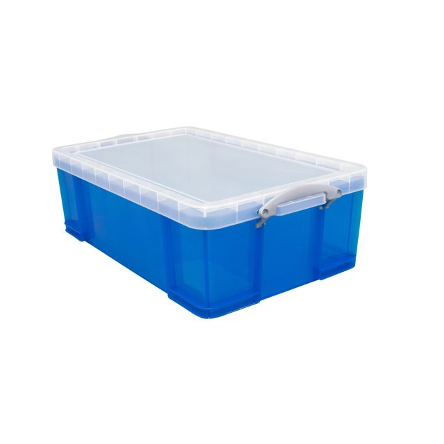 Realmente Útil - Caja de almacenamiento 50 litros 710x440x230mm azul transparente