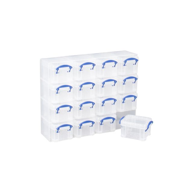 Reaxly utile - Boîte de rangement 16x 0,14 litre 280x224x65mm blanc transparent