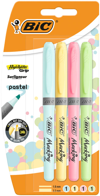BIC -  Markeerstift  grip pastel assorti