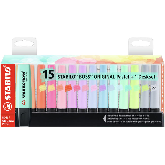 Stabilo -  Markeerstift BOSS Original 70/15 pastel assorti deskset à 15st