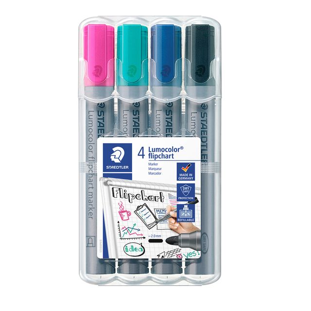Staedtler - Pennarello 356 per lavagna a fogli rotondi 2mm set da 4 pezzi assortiti