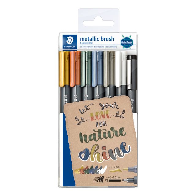 Staedtler - Brushpen metallic case of 7 colors