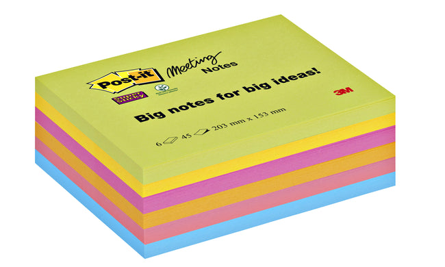 Post-it -  Memoblok  8645 super sticky 203x153mm ass | 8 stuks