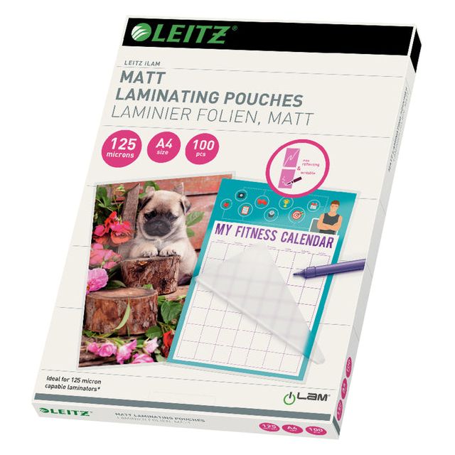 Leitz - ILAM lamineerhoes ft A4, 250 micron (2 x 125 micron), mat, pak van 100 stuks