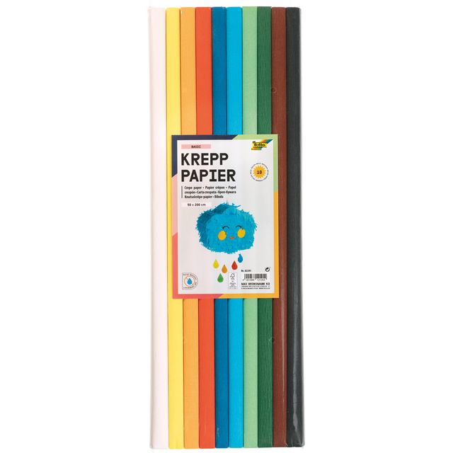 Folia Paper -  Crepepapier folia 50x200cm 10 rollen basiskleuren | 10 stuks