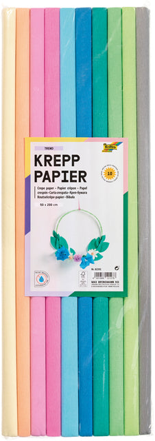 Folia Paper -  Crepepapier folia 50x200cm 10 rollen trendkleuren | 10 stuks
