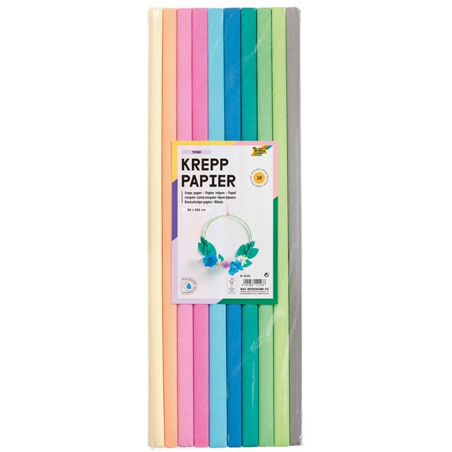 Folia Paper -  Crepepapier folia 50x200cm 10 rollen trendkleuren