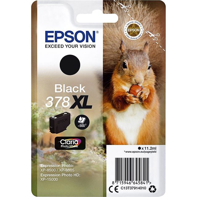 Epson -  Squirrel Singlepack Black 378XL Claria Photo HD Ink