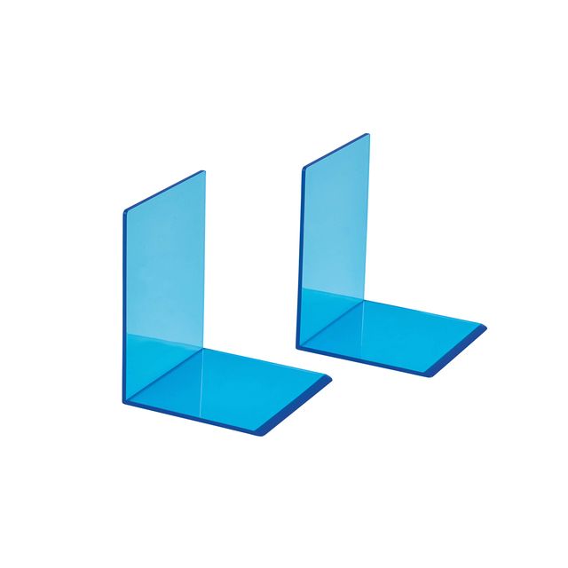 MAUL - Fermalibri 10x10x13cm acrilico set 2 neon blu trasparente | 10 pezzi