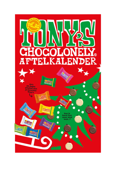 Tony's Chocolonely - Chocolate Christmas Tiny Calendrier | Box A 255 grammes | 12 pièces