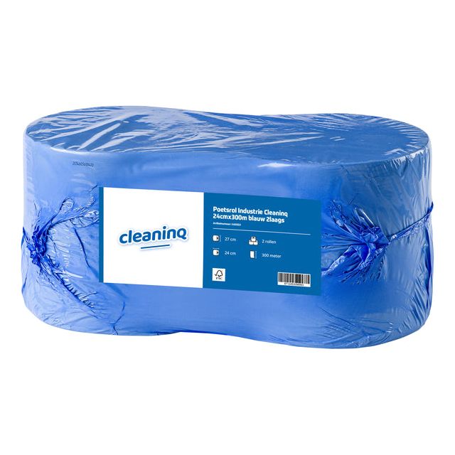 Cleaninq - Poetsrol Industrie 24cmx300m blauw 2l