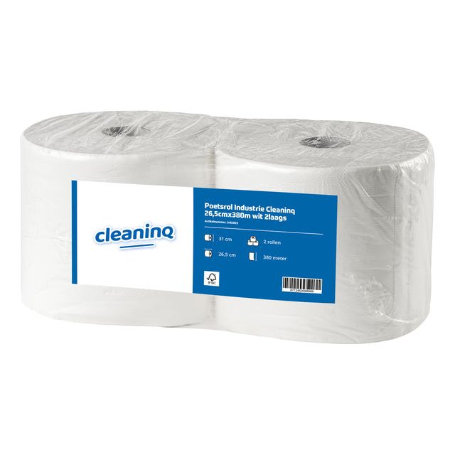 Cleaninq - Poetsrol Industrie 26,5cmx380m wit 2l