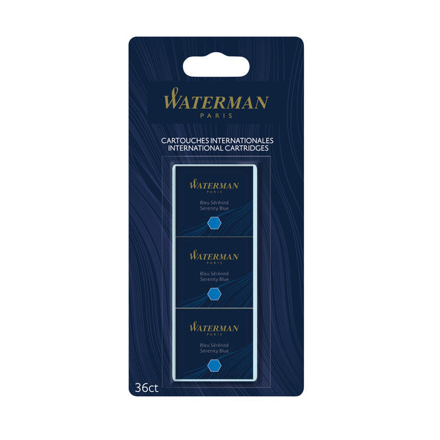 Waterman - inktpatronen Standard, blauw (Serenity), blister van 36 stuks