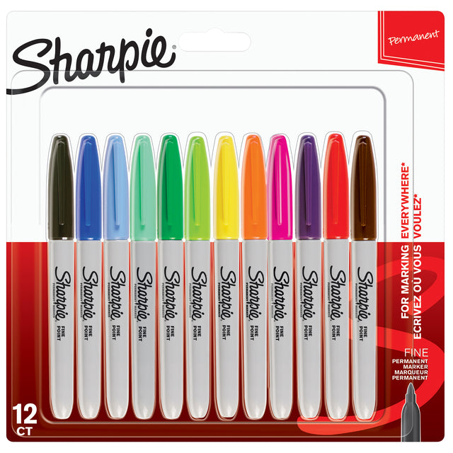 Sharpie - Rotulador redondo fino surtido en ampolla de 12 piezas