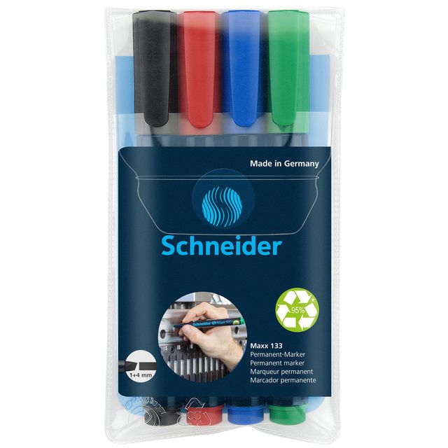 Schneider - Rotulador Maxx 133 diagonal 1-4mm surtido 4 piezas