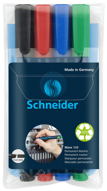 Schneider - Pennarello Maxx 133 diagonale 1-4mm assortiti 4 pezzi