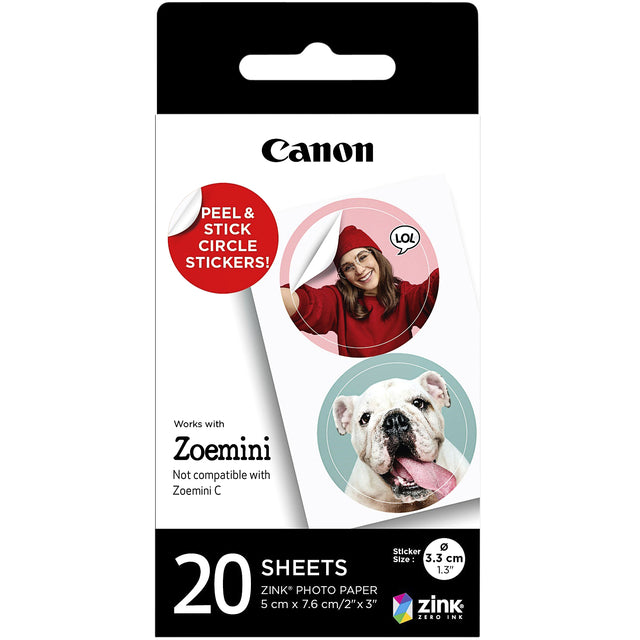 Canon-Photo Paper Canon Zink ZP-2030-2C 5x7.6cm 20vel | Pack de 20 feuilles