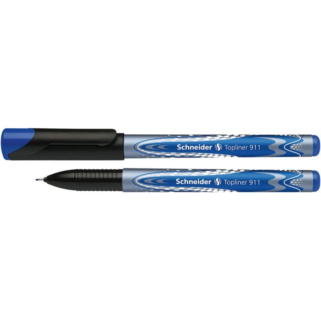 Schneider - Topliner Fineliner 911 0,4 mm bleu | Boîte extérieure une pièce de 10