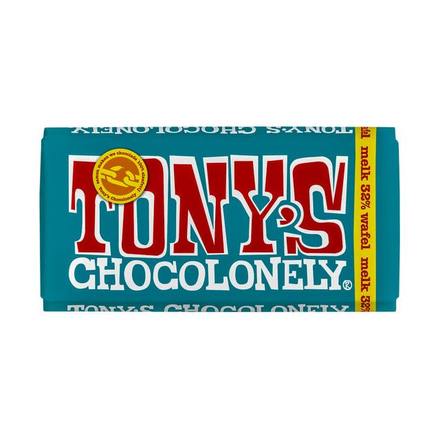 Tony's Chocolonely - Chocolate Tony Chocoonely Milk Pennywafel Bar | Morceau de 180 grammes