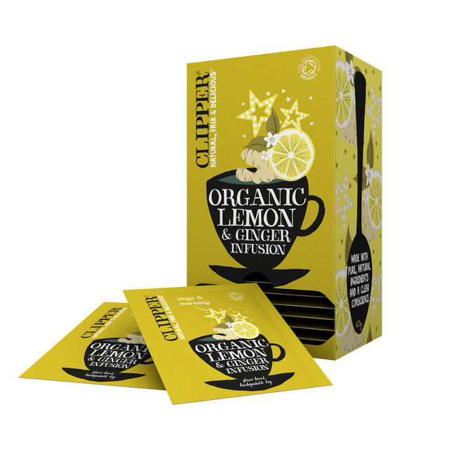 Clipper - Tè infuso limone e zenzero biologico 25 buste | 6 pezzi