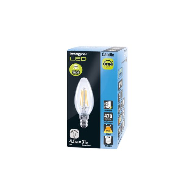 Integral - Candle LED lamp E14, dimbaar, 2.700 K, 4,5 W, 470 lumen