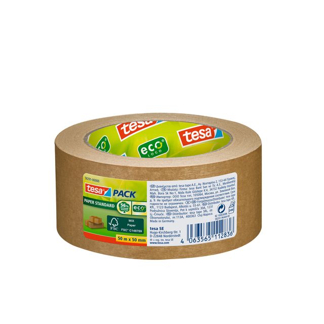 Tesa - Pack de embalaje® Papel Standard ecoLogo 50mx50mm marrón | 36 piezas