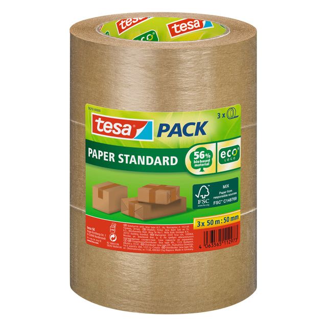 Tesa - Verpakkingse 58292 eco papier FSC 50mmx50m bundel bruin | 6 stuks