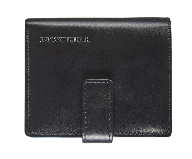 Maverick - Portacarte All Black compatto RFID in pelle nera