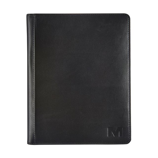 Maverick - Cartella da scrittura All Black A5 con blocco per appunti in pelle nera