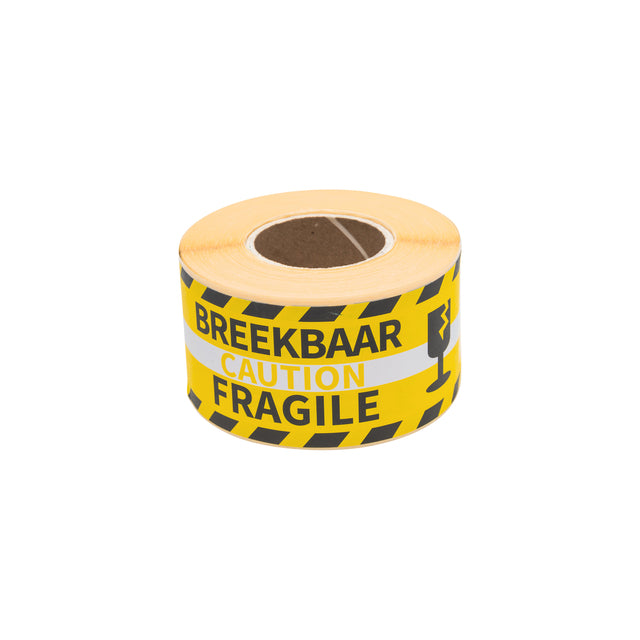 Rillprint - Etichetta di avvertenza fragile 46x125mm gialla 250 pezzi