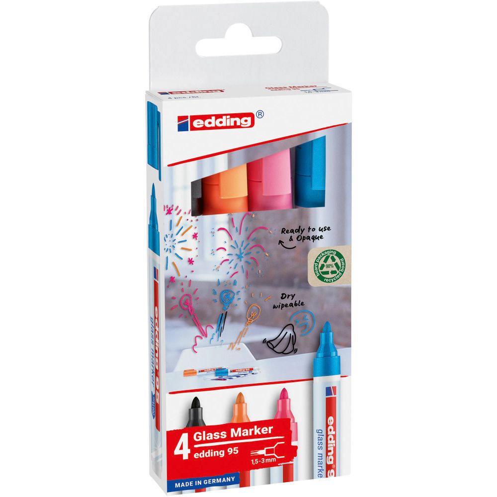 Edding - Felt-tip pen 95 glass board incl white assorted | 10 pieces