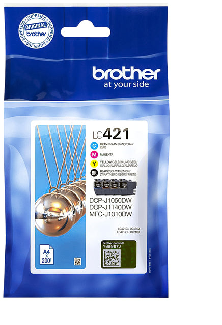 Bruder - Inkcartridge Bruder LC -421 Schwarz + 3 Farben | 4 Stück