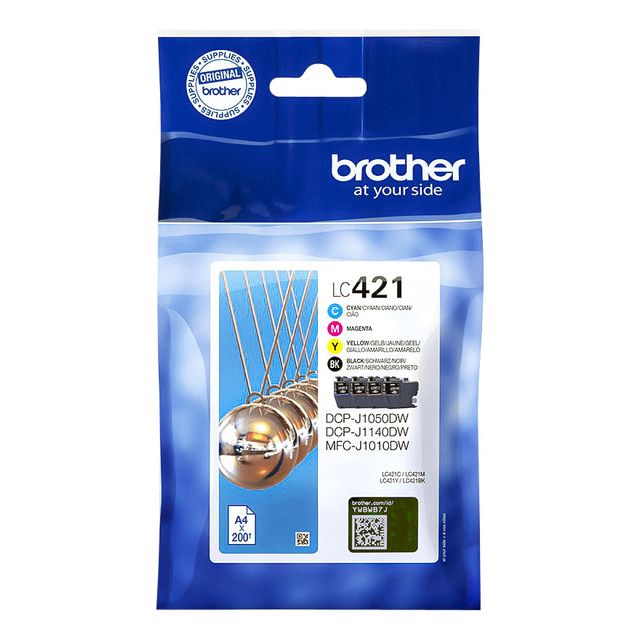 Bruder - Inkcartridge Bruder LC -421 Schwarz + 3 Farben | 4 Stücke