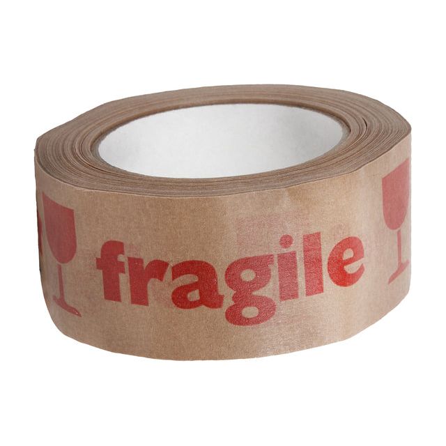 IEZZY - Waarschuwingse 50mmx50m papier bruin/rood | 12 stuks