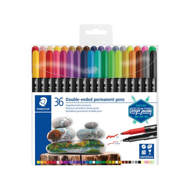 Staedtler - Felt -tip Pen perm Double Point 36st Asd | Enui une pièce de 36