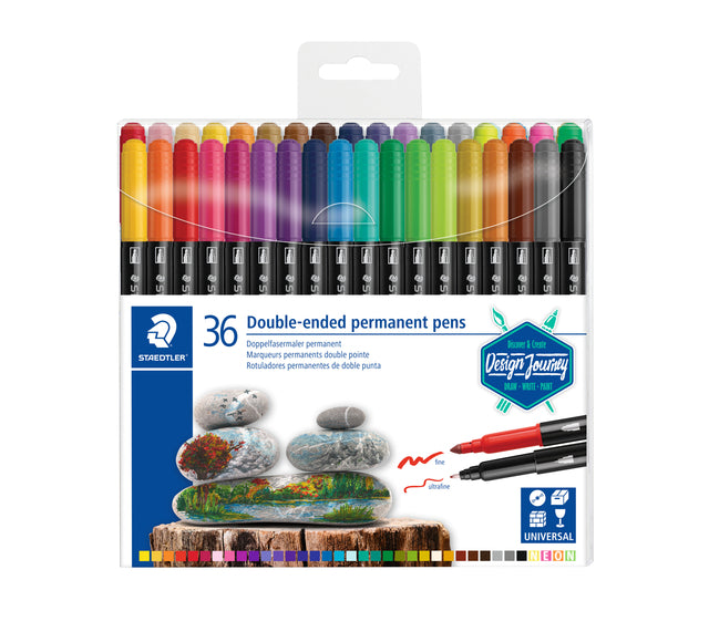 Staedtler -  Viltstift perm dubbele punt 36st ass | 6 stuks