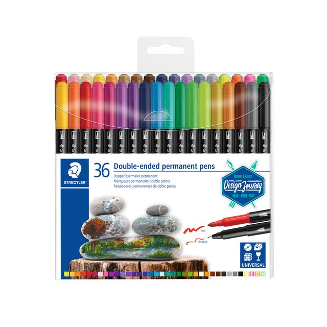 Staedtler -  Viltstift Design Journey permanent dubbele punt 36 kleuren | 6 stuks