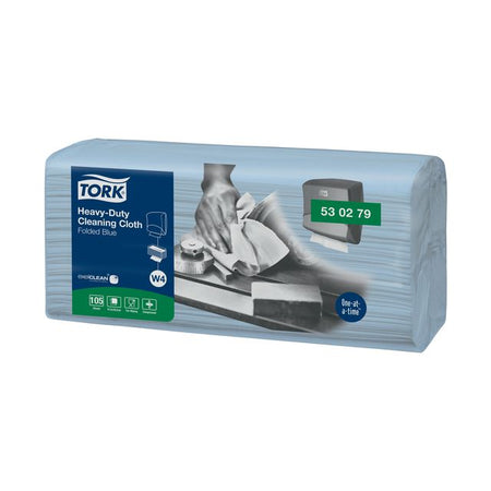 Tork - Panno per pulizia W4 Heavy Duty piegato 1 velo 4x105 fogli Blu 530279